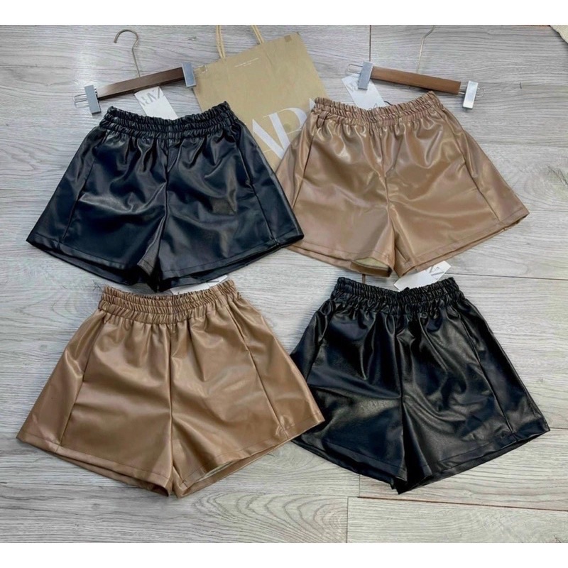 Quần short da cạp chun C24, quần short Quảng Châu thời trang cho nữa mặc 4 mùa