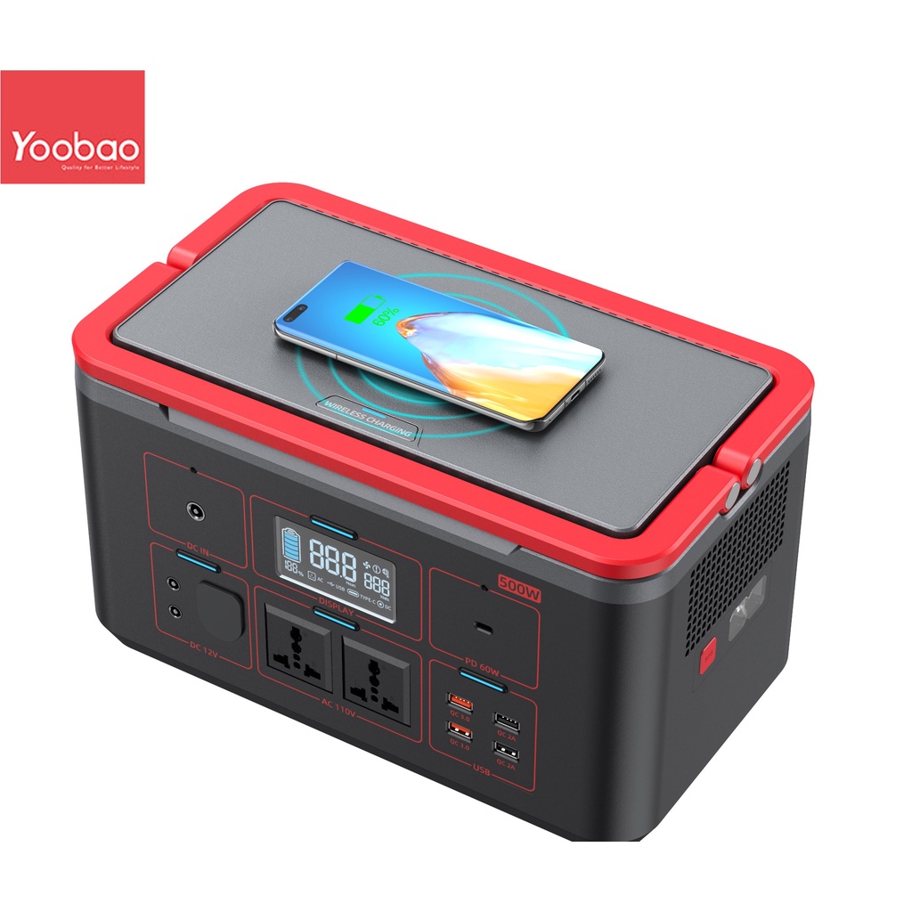 Trạm sạc dự phòng khẩn cấp Yoobao không dây 500W EN500S Dung lượng siêu khủng 150000mAh, Cổng AC kép 220V