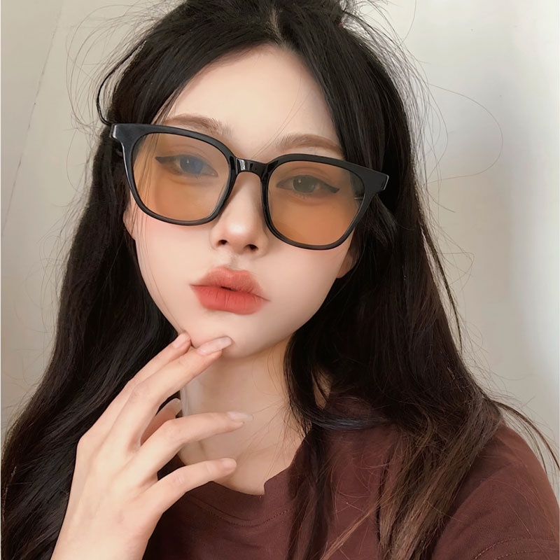 Kính Mát Gọng Vuông Màu Nâu Sáng Chống Tia UV Thời Trang Cho Nam Và Nữ