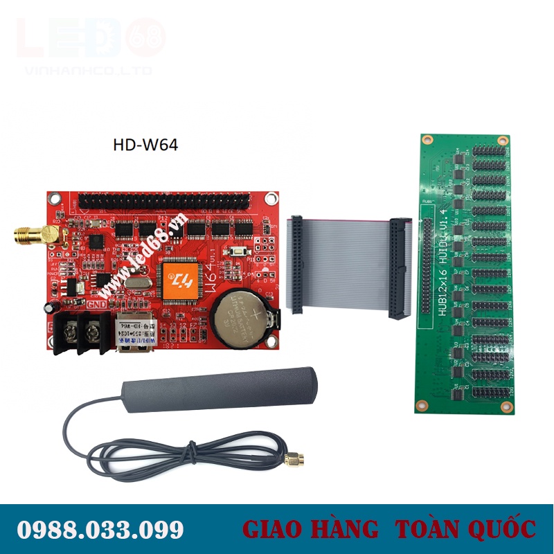 Card HD W64 Điều khiển Module led matrix 1 mầu và 3 mầu có kết nối Wifi, app Mobi tiếng Việt