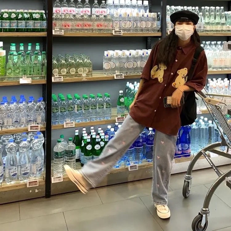 Quần Jean Ống Rộng Lưng Cao Thiết Kế Mới Năng Động Thời Trang Dành Cho Nữ