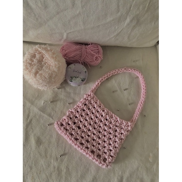 Túi  crochet shoulder bag pink handmade