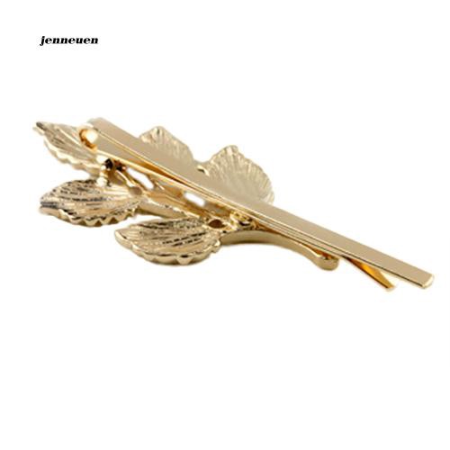 Kẹp tóc hình chiếc lá mạ vàng đẹp mắt đáng yêu