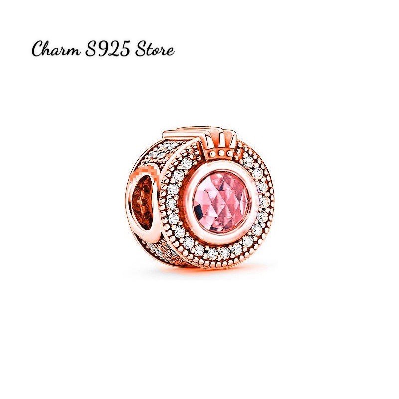 charm pan đá màu hồng bạc s925 cao cấp mẫu mới