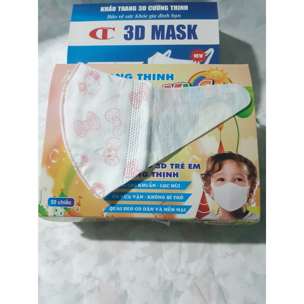 [CHO BÉ 3-10 TUỔI ] Khẩu Trang 3D Kids Trẻ Em Mask Cường Thịnh Họa Tiết Y Tế Xuân Lai Công Nghệ Nhật Bản Hộp 50C Bền