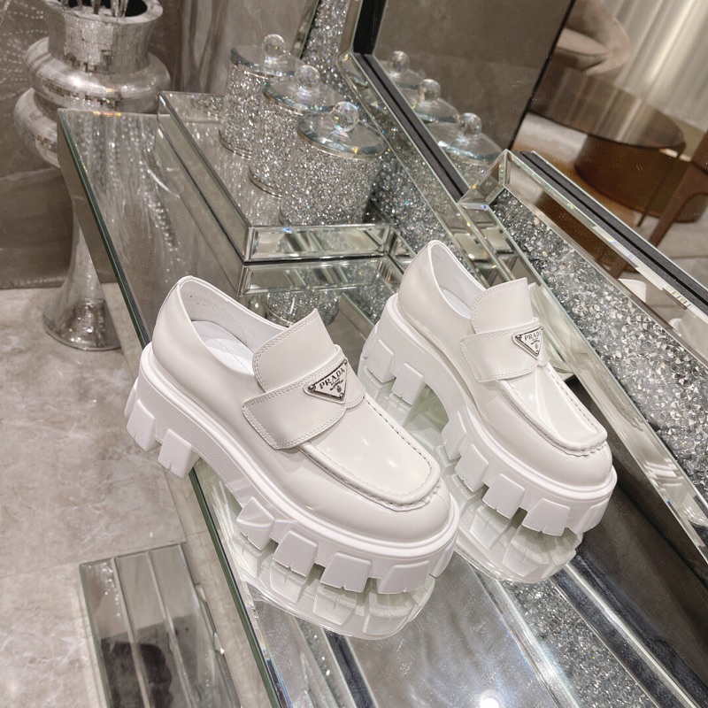 Giày oxford nữ da thật mẫu mới thương hiệu Prada-Monolith cao cấp có 2 màu