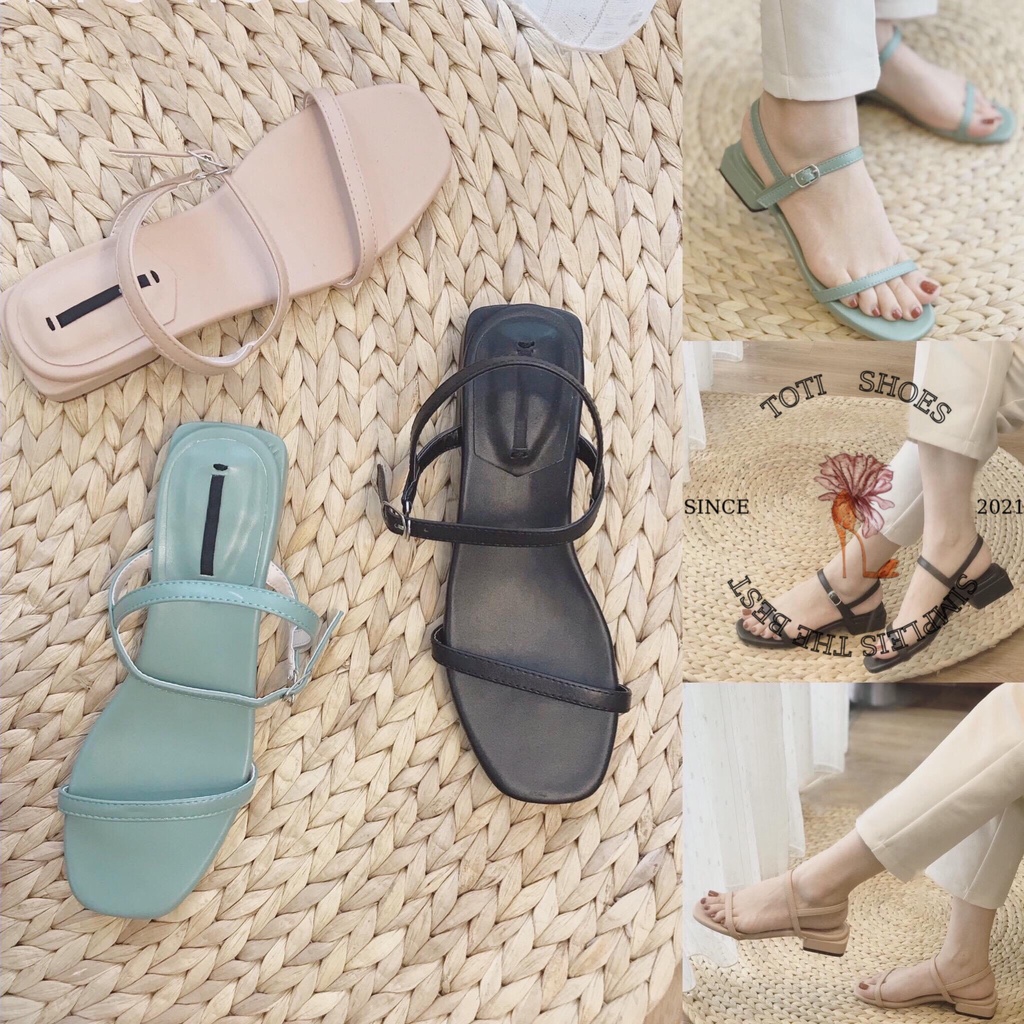 SANDAL NỮ TOTIIE SHOES VINTAGE - GIÀY SANDAL CAO GÓT DÂY MẢNH ĐẾ VUÔNG THẤP THỜI TRANG S2003070