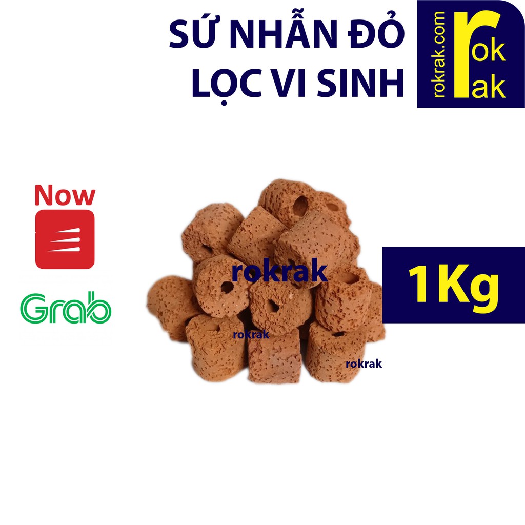 Sứ nhẫn TRẮNG ĐỎ loại tốt 1Kg (sứ lỗ) lọc vi sinh hồ cá