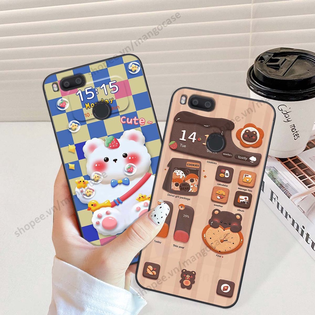 Ốp lưng Xiaomi Mi A1 hình gấu, thỏ, đồng hồ cute dễ thương