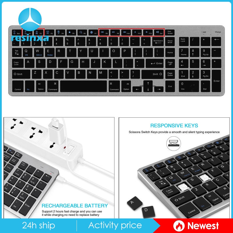 Bàn phím máy tính không dây bluetooth 104 phím dành cho Windows iOS Android Mac OS