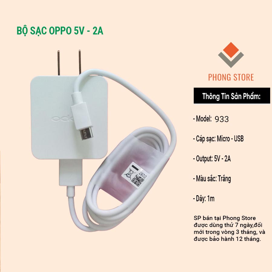 Bộ sạc oppo 5V - 2A | củ sạc oppo / sáp sạc micro sạc cho nhiều dòng mày andiroi - Phong store
