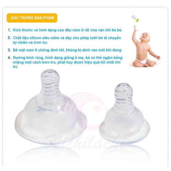 Núm Vú Cổ Hẹp Siêu Mềm KICHI Bịch 1 Cái