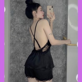 SALE Đồ ngủ hai dây chéo lưng lụa satin gợi cảm
