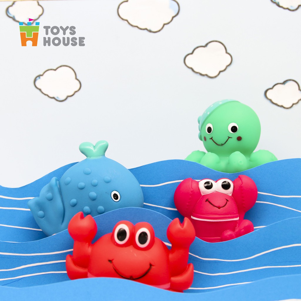 Đồ chơi nhà tắm cho bé-set 4 món hình con cá, quả bóng, sinh vật biển vô cùng dễ thương Toyshouse, hàng chính hãng