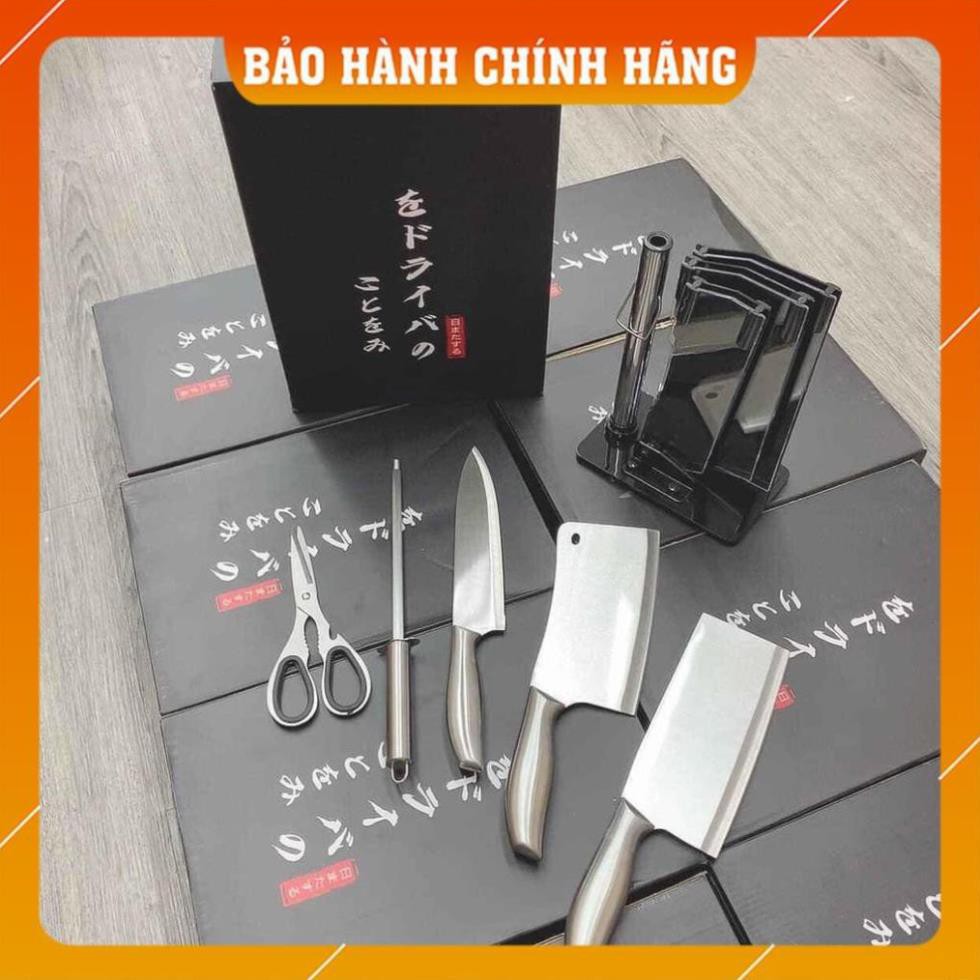 BỘ DAO THÉP KHÔNG GỈ LIỀN CÁN - BỘ DAO 5 MÓN NHẬT BẢN CAO CẤP - CHÍNH HĂNG - SEKI