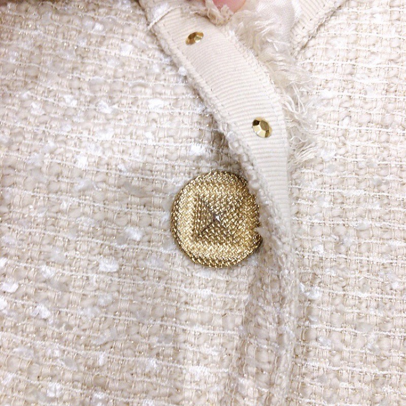 Áo khoác dạ Tweed Hàn màu kem