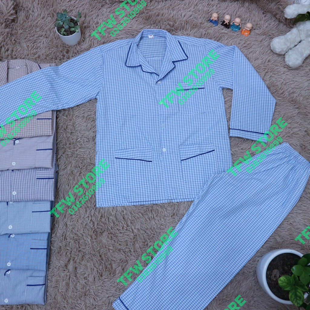 Bộ mặc nhà  cho nam trung niên, pijama cho ông, cho bố,người lớn tuổi