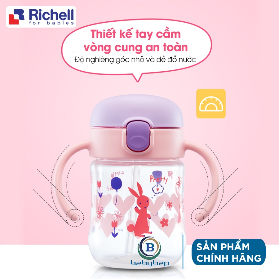 Bình Tập Uống T.L.I Richell 200ml Tích Hợp Giải Pháp Tập Uống 2 Trong 1