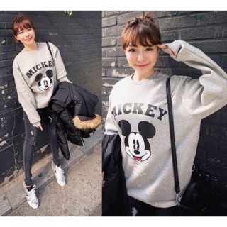 Áo nỉ sweater nam nữ mickey nơ đỏ