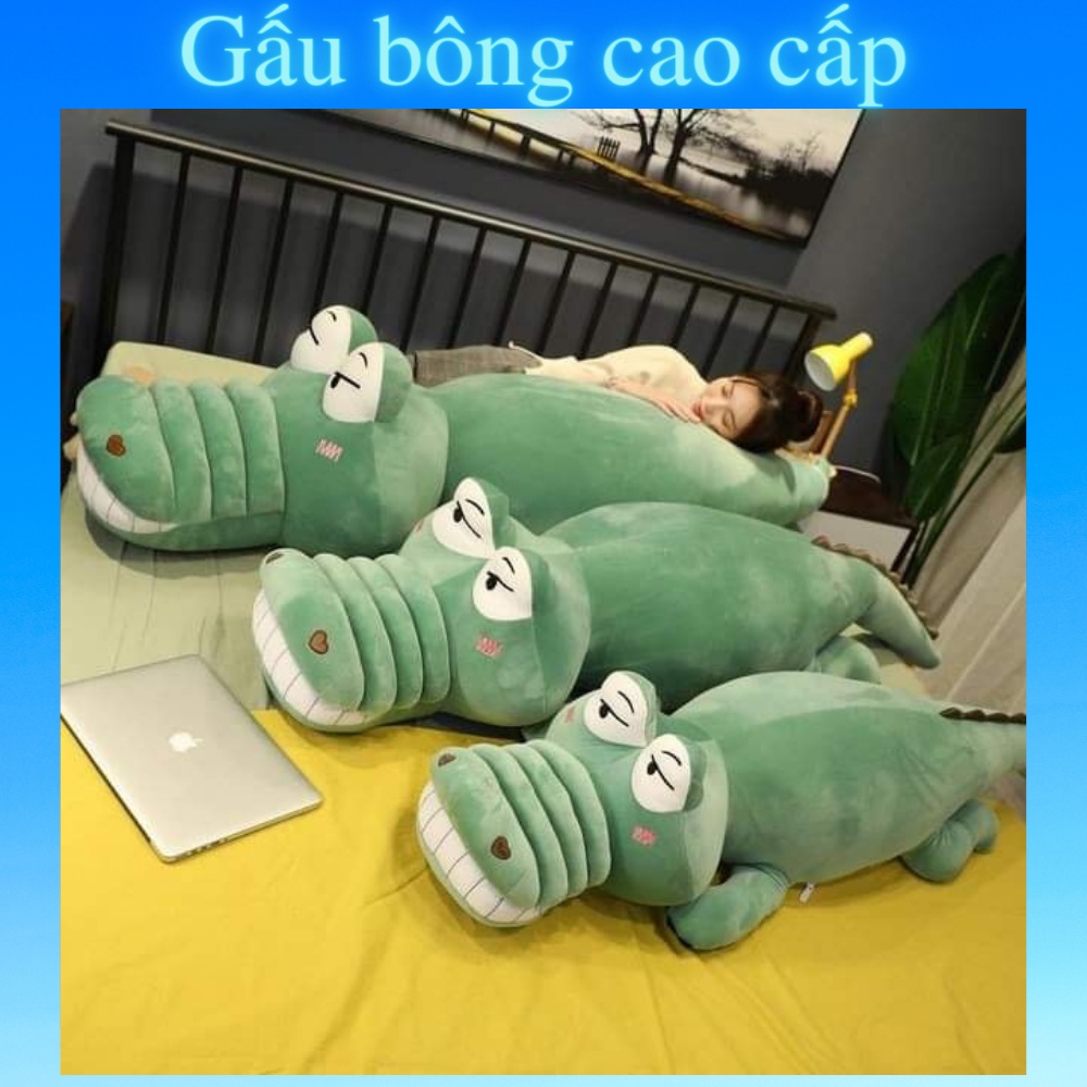 Gấu bông to Cá Sấu 🛡𝑯𝒂̀𝒏𝒈 𝑪𝒂𝒐 𝑪𝒂̂́𝒑🛡,gối ôm hình thú nhồi bông Cá Sấu mặt ngao siêu dễ thương 1m6/1m4/1m2