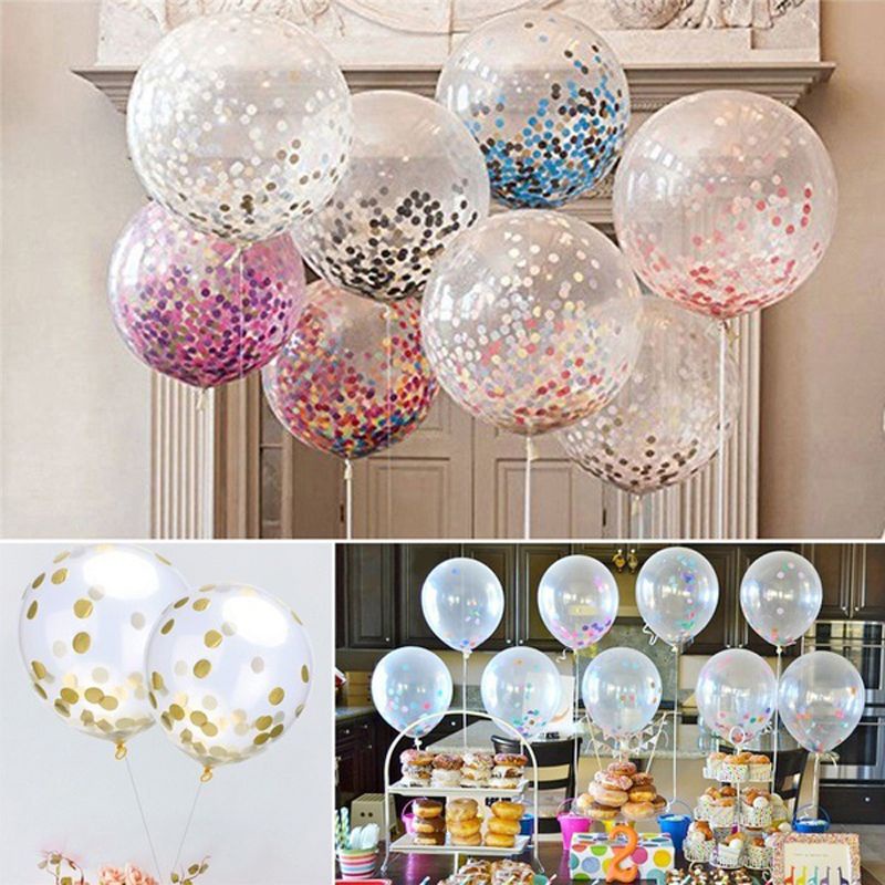【COD】1pcs Confetti Balloon Latex Helium Fo Decor Wedding Party Birthday Dance Party Supplies Decorate