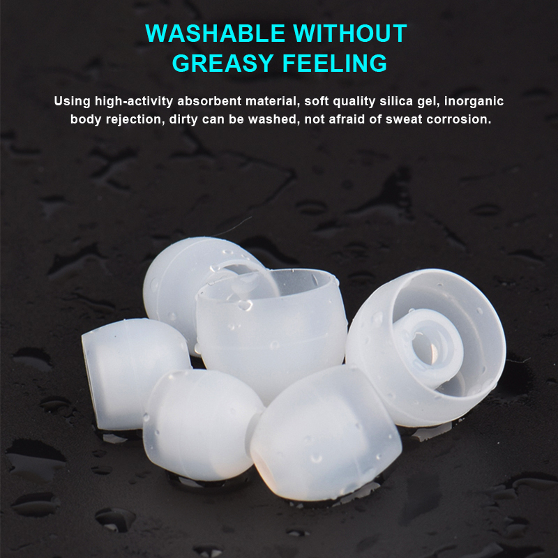 Set 3 cặp/ 6 cặp nút tai nghe bằng Silicone màu trắng mờ S/M/L