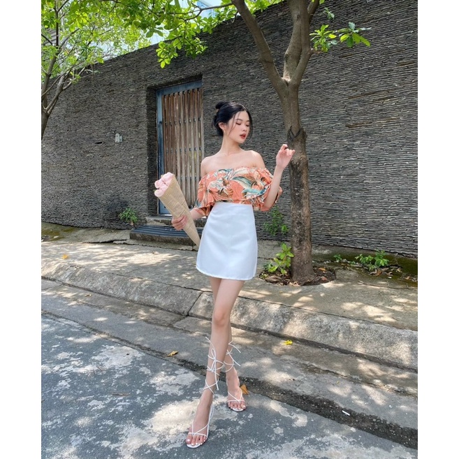 SET ÁO HOA TẦNG + CHÂN VÁY TRẮNG