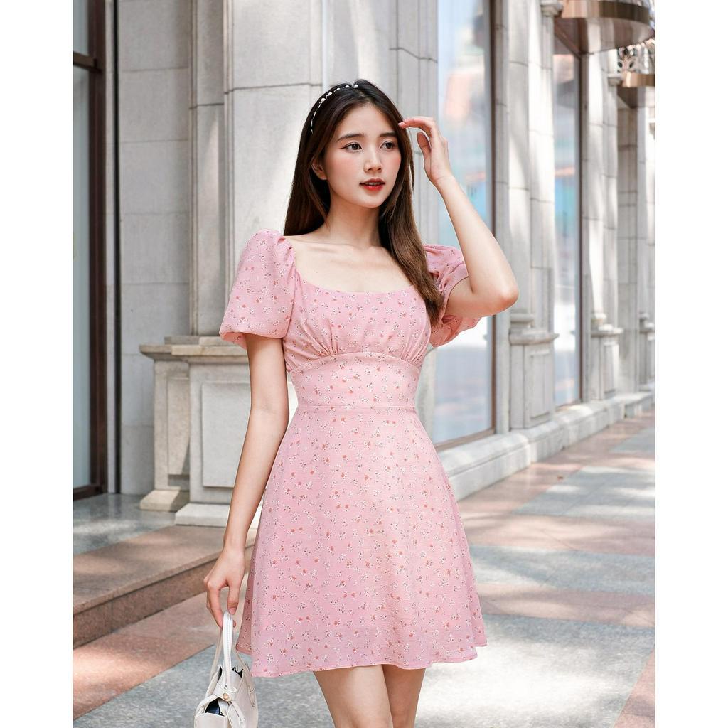 Đầm HANARI - Đầm hoa nhí tay bồng