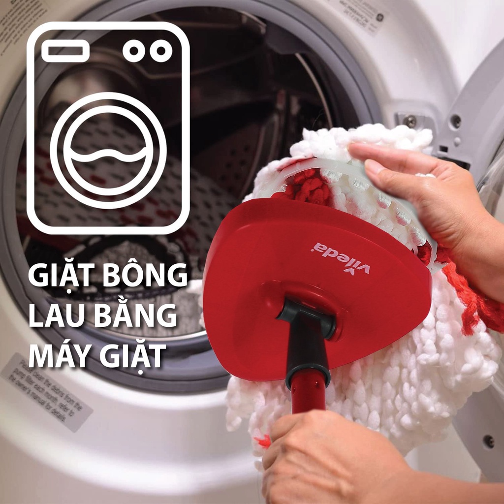 Cây lau nhà VILEDA Turbo Easy Wring&Clean đầu lau tam giác, xô giặt quay bằng chân, thêm 2 bông lau - TSU162657