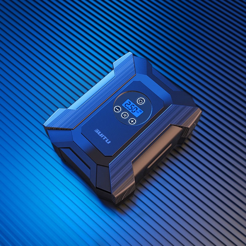 Bơm lốp ô tô Suitu ST-818 nguồn điện 12V có đèn led, chiều dài vòi bơm 35cm, công suất 120W thích hợp bơm ô tô,xe máy