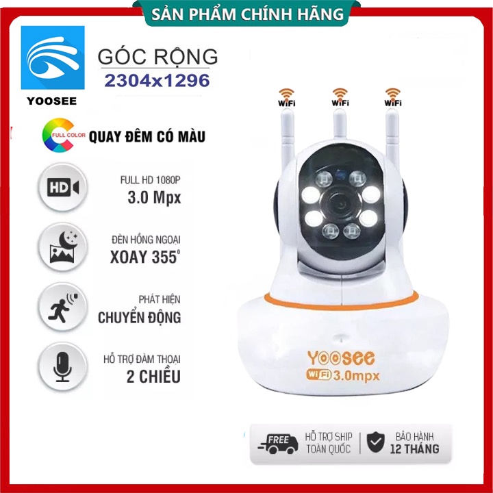 Camera WIFI Yoosee 2 mắt 5.0MP | 1 mắt 3.0MP trong nhà, Quay đêm có màu, Siêu nét Góc Rộng, Đàm thoại, Xoay 355°