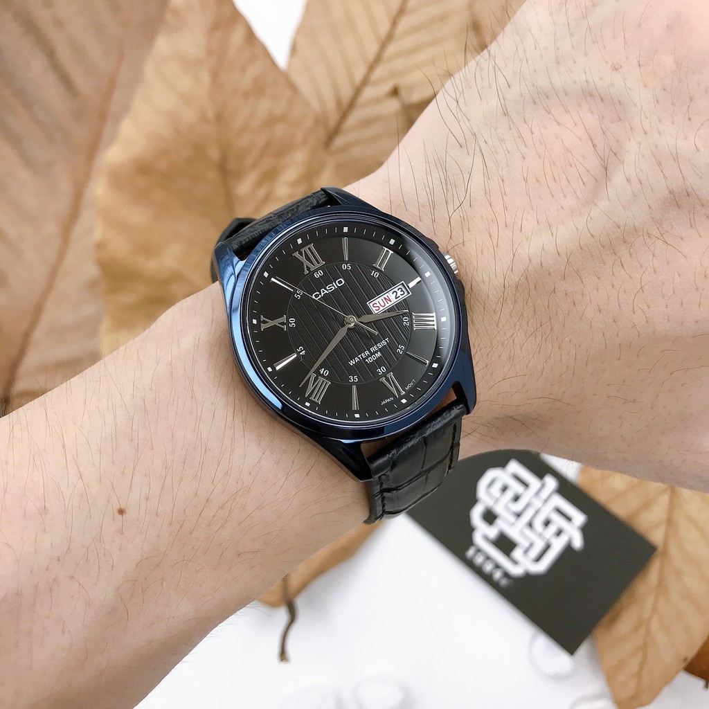 Đồng hồ nam Casio MTP-1384 / MTP-1384BUL-1A dây da thật chính hãng