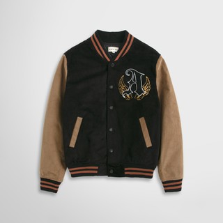 Áo khoác nhung tăm Varsity Wings " A " Amrish Đen Nâu