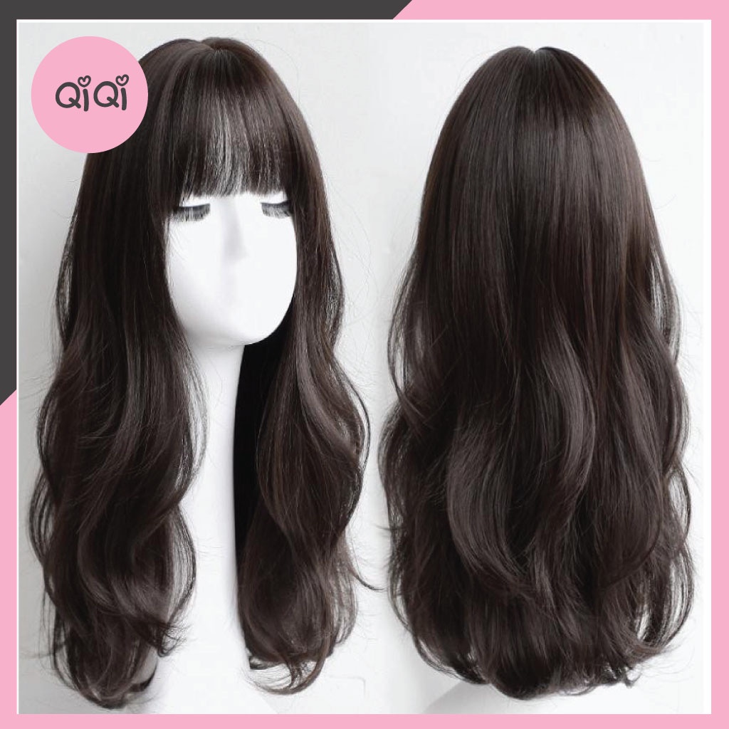 Tóc Giả Nguyên Đầu Lửng Xoăn Dợn Phong Cách Hàn Quốc QiQiShop