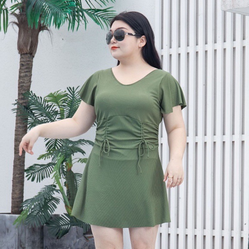 bộ bơi big size đầm màu xanh rêu đi biển kín đáo size 65-90kg | WebRaoVat - webraovat.net.vn