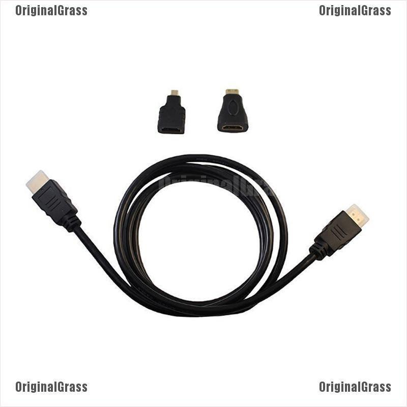 Bộ dây cáp hdmi 3 trong 1 tốc độ cao + đầu chuyển micro hdmi + đầu chuyển đổi mini hdmi chuyên dụng