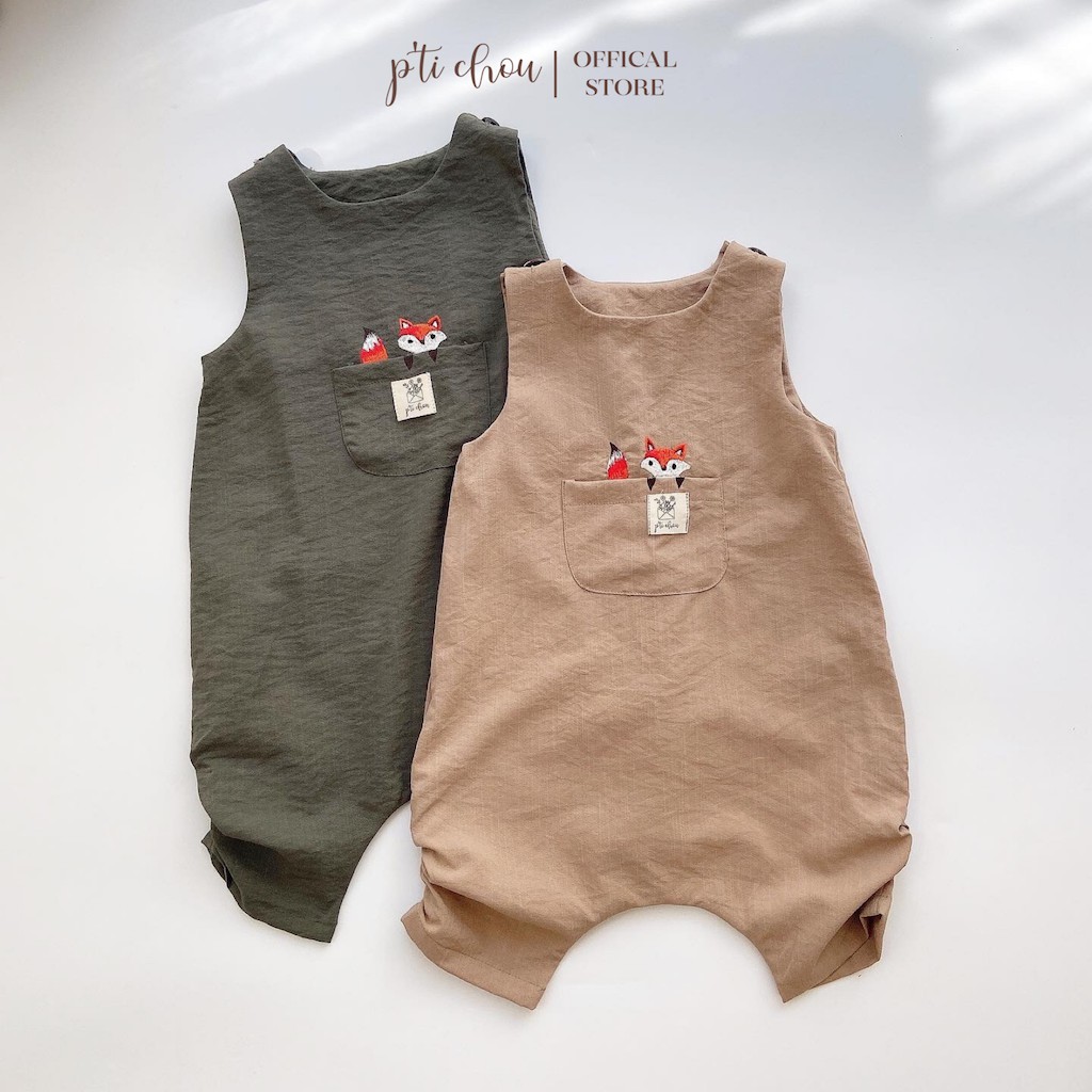 Quần Yếm FOXY Thêu Hình Cáo Bé Trai Bé Gái (9 tháng - 4 tuổi) Thiết Kế Bởi P'TI CHOU