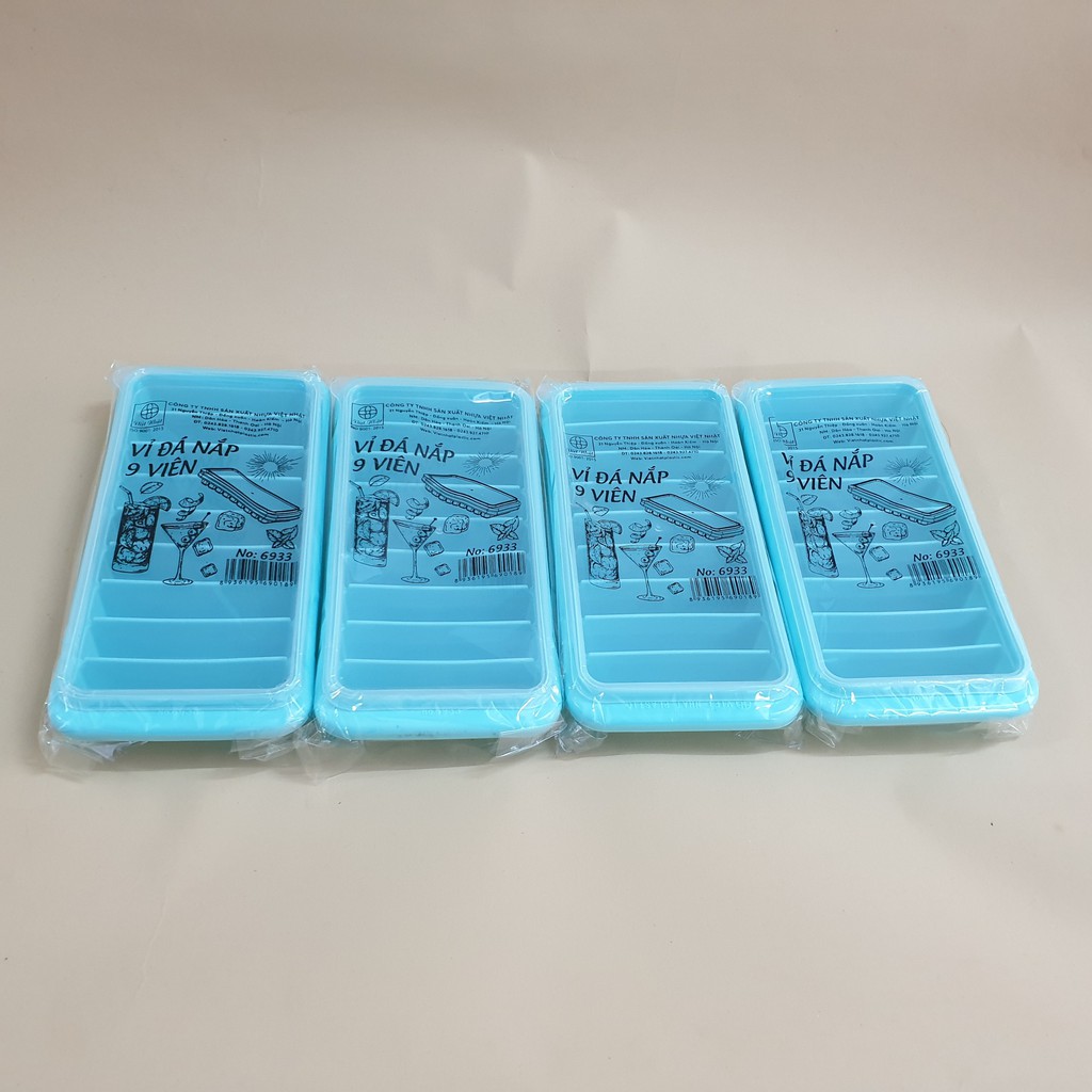 Khay làm đá tủ lạnh chính hãng việt nhật , vỉ đá loại 9 viên có nắp đậy chất liệu nhựa PP cao cấp an toàn sức khỏe