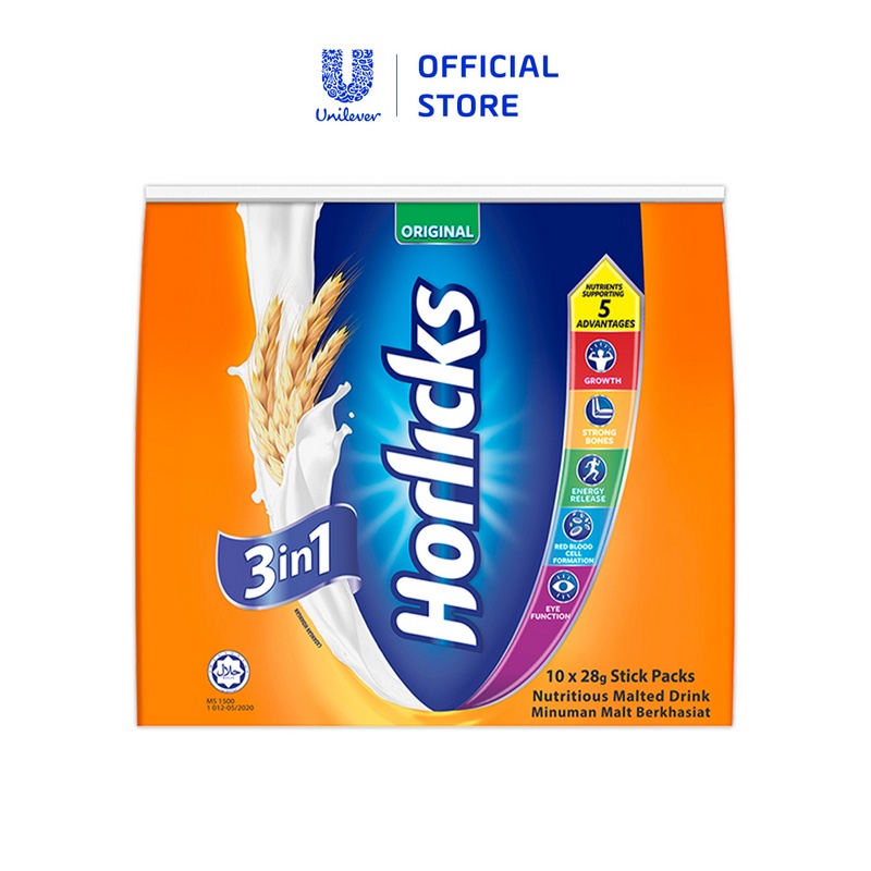 [Mã COSUI5 giảm 8% đơn 150K] Thức uống lúa mạch 3 trong 1 Horlicks - Nguyên vị (28g x 10 gói)