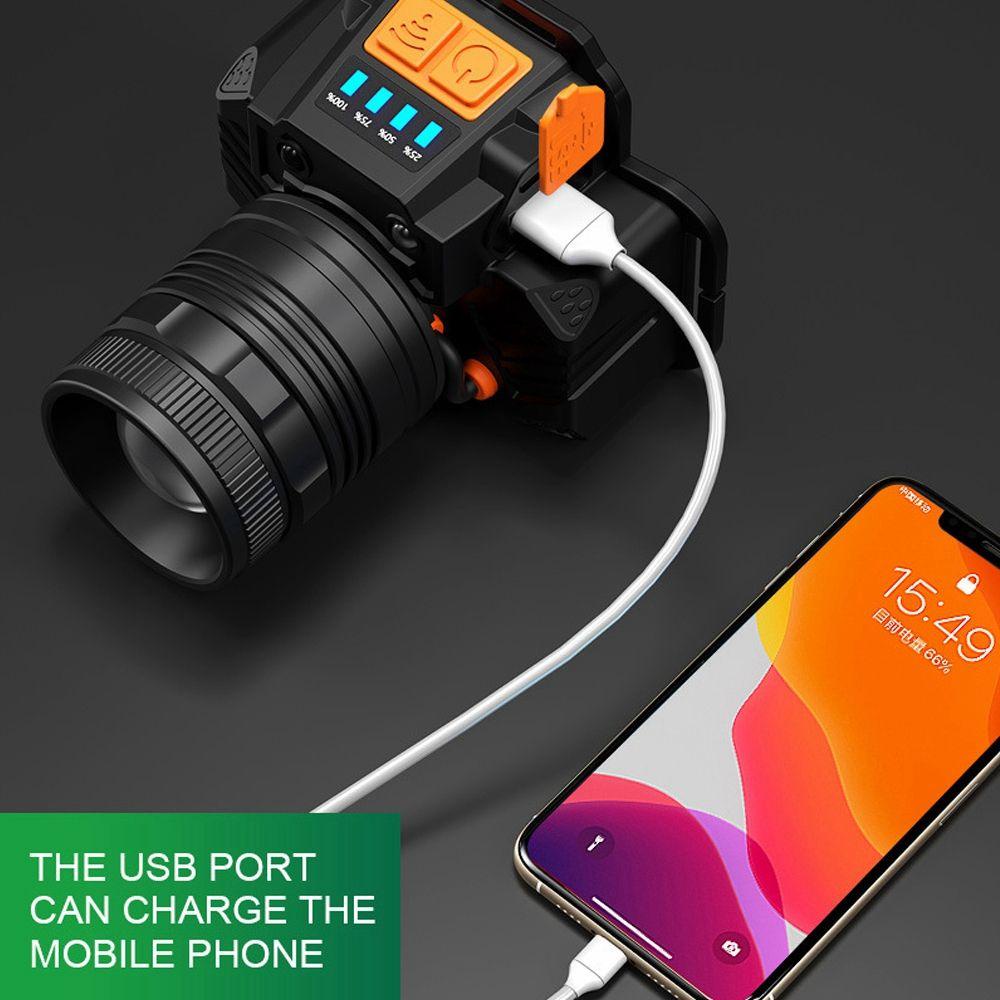 Đèn Pin Cảm Biến Ánh Sáng Trắng Ngà Siêu Sáng Gắn Đầu Đèn Pin