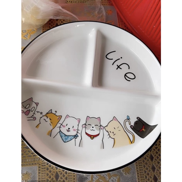 Đĩa Sứ Chia Ngăn Để Đồ Ăn Tiện Lợi