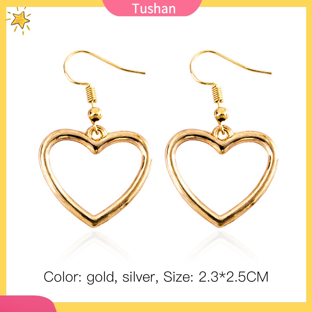 Hoa tai dáng dài hình trái tim xinh xắn cho nữ