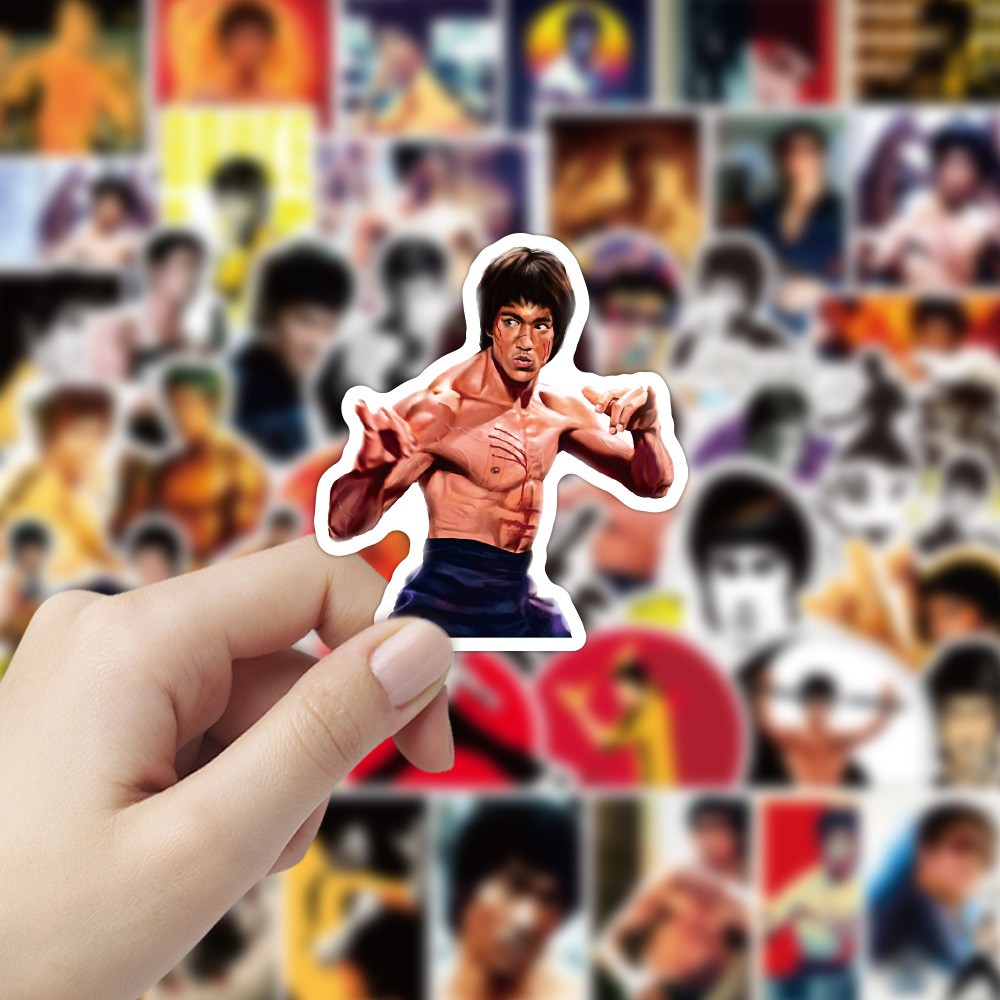 Bộ 50 Miếng Dán Trang Trí Chống Thấm Nước Họa Tiết Graffiti Bruce Lee