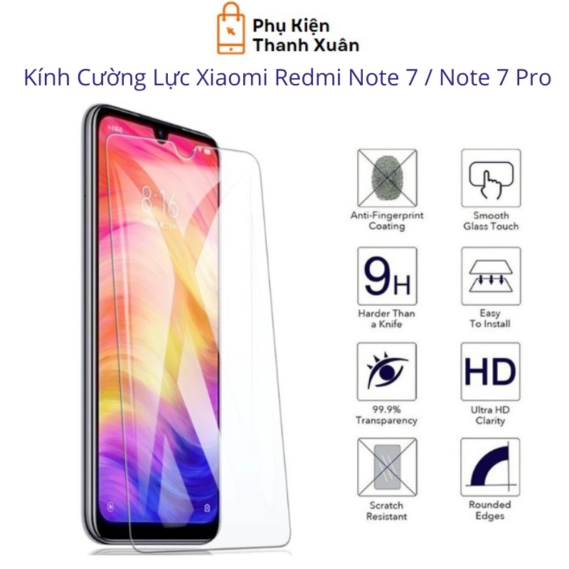 Kính cường lực Xiaomi Redmi Note 7 / Note 7 Pro | Độ cứng 9H, dày 0.3 mm