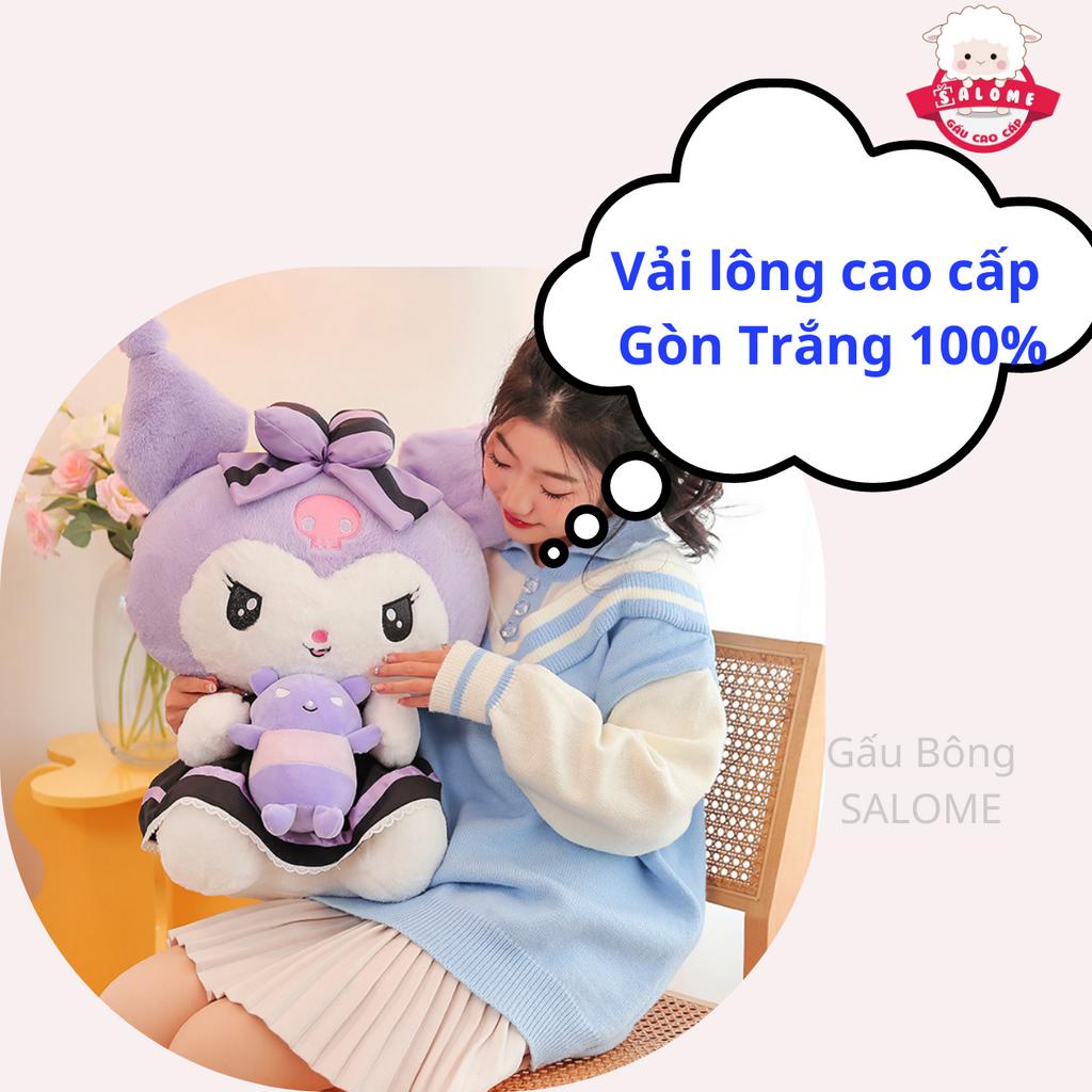 Gấu Bông Con Mèo Kurome Tím Ôm Chuột Mặc Váy Lolita Salome Cute, Qùa Tặng Cao Cấp