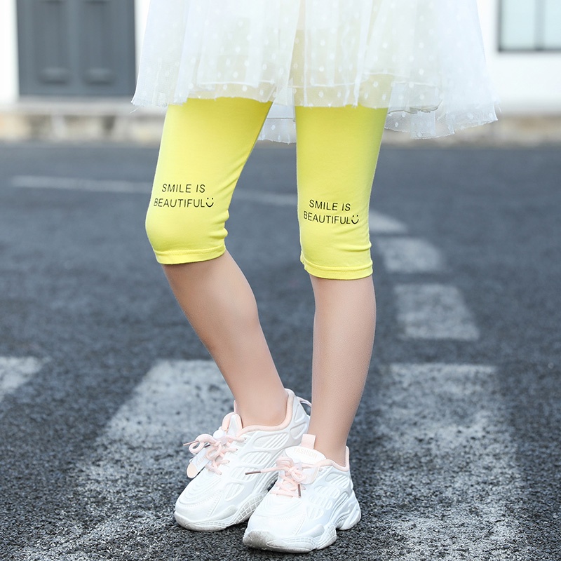 Quần Legging Ngắn 100-160cm Vải Cotton Co Giãn Thời Trang Xuân Hè Cho Bé Gái