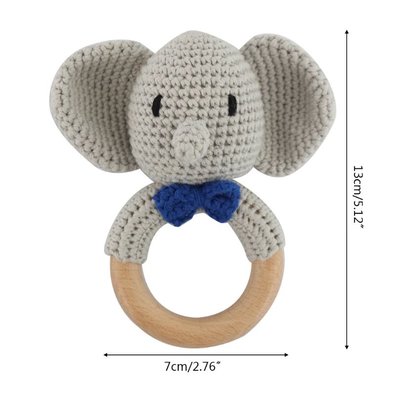 Đồ Chơi Vòng Ngậm Mọc Răng Hình Chú Voi Bằng Len Móc DIY Dành Cho Bé Sơ Sinh Mọc Răng