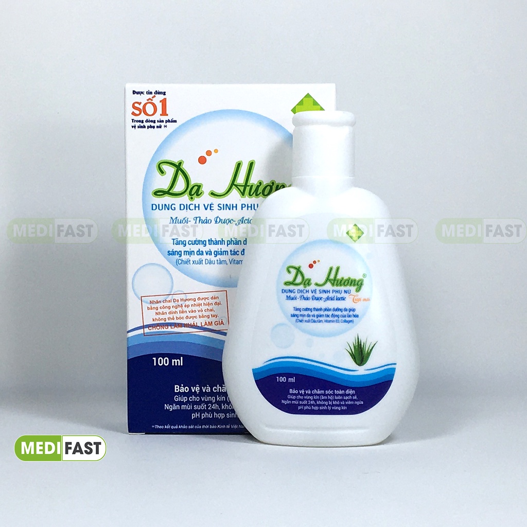 Dung dịch vệ sinh phụ nữ Dạ Hương chai 100ml mẫu mới làm sạch, khử mùi, dưỡng da, chống khô rát thành phần dược liệu