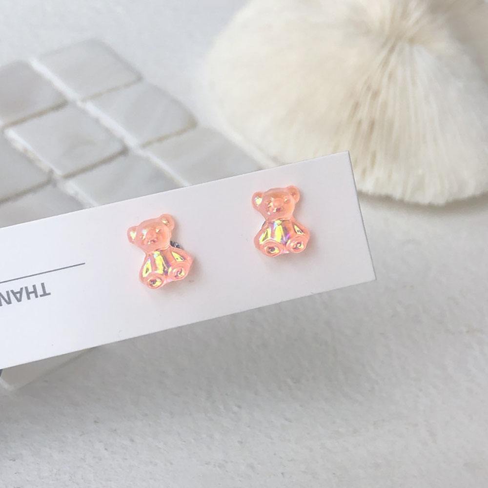 Khuyên tai nhựa resin hình gấu nhiều màu sắc xinh xắn