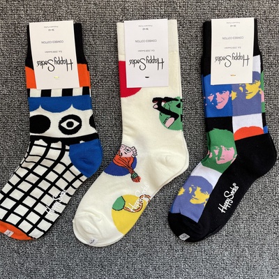 1 Đôi Vớ Tất Chân Cotton In Họa Tiết Thời Trang Nam Nữ Happy Socks